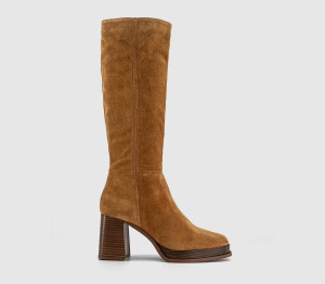 OFFICE Womens Kendrick Platform Knee Boots Tan Suede, 6