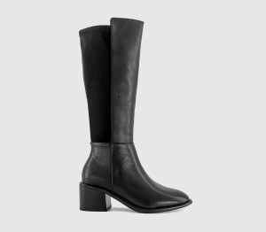 OFFICE Womens Krystal Stretch Knee Boots Black Leather, 5