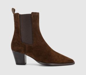 OFFICE Womens Aries Western Chelsea Ankle Boots Brown Suede, 5
