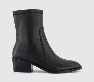 OFFICE Womens Acquire Leather Unlined Block Heel Ankle Boots Black, 8