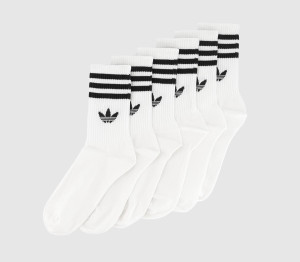 Adidas Mid Cut Crew Sock 6 Pack White Black, M