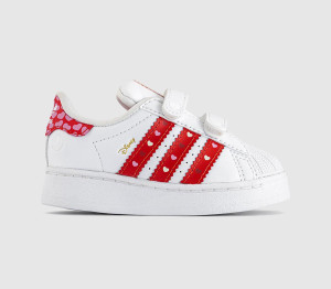Adidas Girls Superstar Led Lights Infant Trainers Black Bright Red White, 7infant