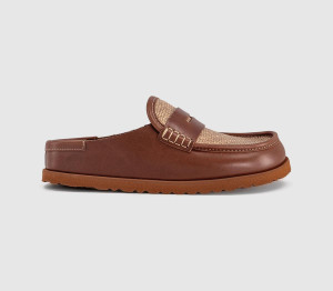 1774 BIRKENSTOCK Womens Naples Wrapped Raffia Loafer Clogs Ginger Brown