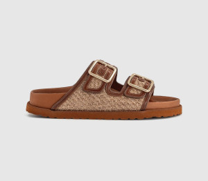 1774 BIRKENSTOCK Womens Arizona Framed Raffia Sandals Ginger Brown Raffia, 5