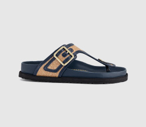 1774 BIRKENSTOCK Womens Gizeh Framed Raffia Sandals Raffia Navy In Blue