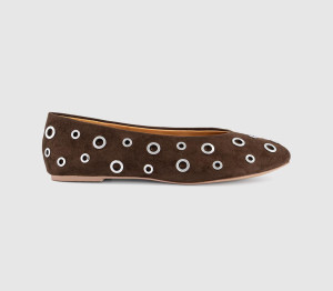 OFFICE Womens Forever Rivet Hardware Ballerina Shoes Brown, 6