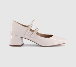 OFFICE Womens Mercy Double Strap Heeled Mary Janes Off White Patent, 7