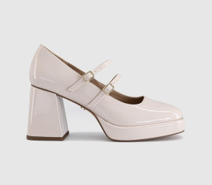 OFFICE Womens Haisley Platform Mary Jane Heels Cream Patent White, 4