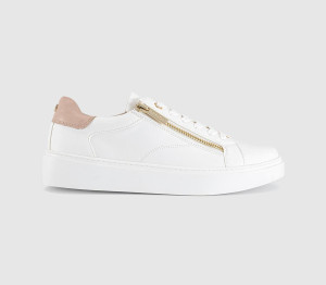 OFFICE Womens Tonic Zip Detail Lace Up Trainers White, 6