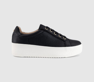 OFFICE Womens Twister Lace Up Platform Trainers Black, 7