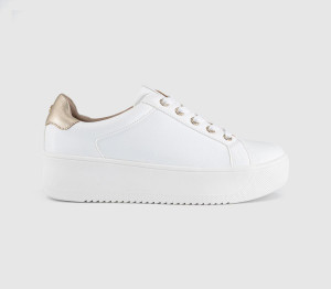 OFFICE Womens Twister Lace Up Platform Trainers White, 8