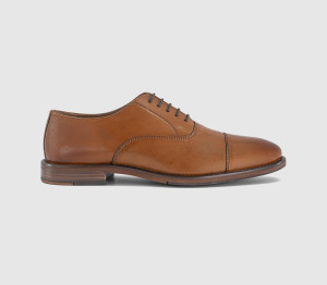 OFFICE Mens Malcolm Toe Cap Oxford Shoes Tan Leather, 12