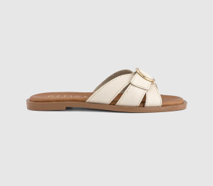 OFFICE Womens Salerno Trim Detail Sliders Off White, 3