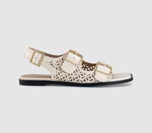 OFFICE Womens Sienna Laser Cut Buckle Detail Sandals Off White, 6