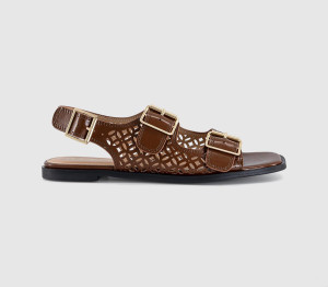 OFFICE Womens Sienna Laser Cut Buckle Detail Sandals Tan, 3