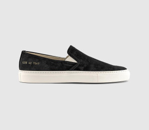 Common Projects Mens Minimal Slip Low Shoes Black Suede, 10