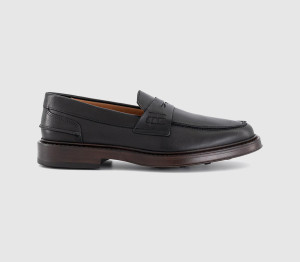 Poste Mens Perry Saddle Loafers Black Leather, 11