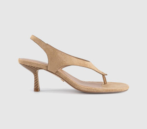 OFFICE Womens Mimi Toe Post Slingback Heels Taupe Faux Suede Natural, 8