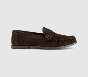 OFFICE Womens Fury Ruched Loafers Brown Suede, 8