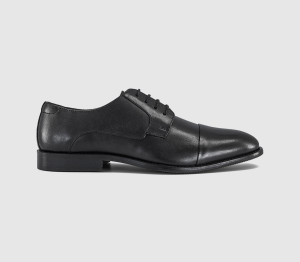 OFFICE Mens Mayson Toe Cap Derby Shoes Black Leather, 7