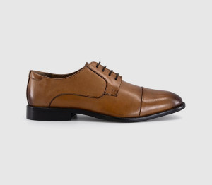 OFFICE Mens Mayson Toe Cap Derby Shoes Tan Leather, 6