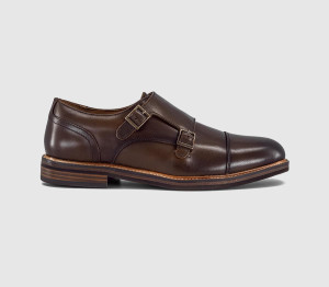 OFFICE Mens Marwood Stitched Detail Double Monk Shoes Brown Leather, 6