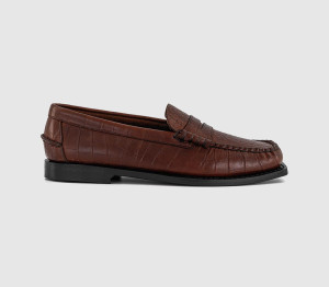 Sebago Womens Madison Loafers Brown Croc Emboss, 6