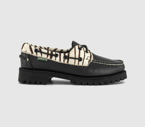 Sebago Womens Ranger Wild Collar Boat Shoes Black Zebra, 6