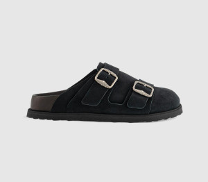 1774 BIRKENSTOCK Womens West Suede Clogs Black, 5