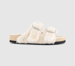 1774 BIRKENSTOCK Girls Arizona Shearling Sandals Cream In Natural