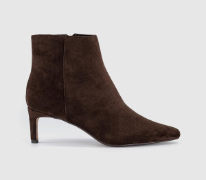 OFFICE Womens Aurelia Kitten Heel Ankle Boots Brown Faux Suede, 7