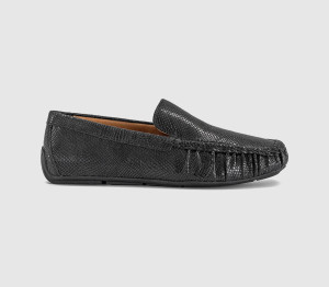 Vagabond Womens Mika Driver Loafers Black Embossed, 4