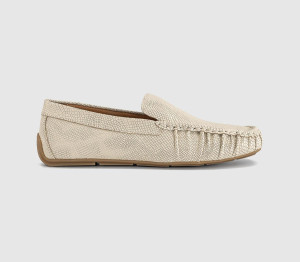 Vagabond Womens Mika Driver Loafers Cream Embossed Natural, 8