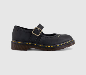 Dr. Martens Womens Floral Maryjanes Black Crazy Horse, 4