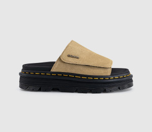 Dr. Martens Womens Zebzag Sliders Savannah Tan Suede, 5