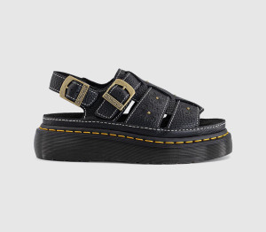 Dr. Martens Womens Wrenlie Open Flower Sandals Black Milled Nappa, 6