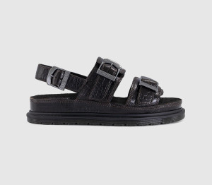 Dr. Martens Womens San Two Strap Sandals Dark Brown Analine Croc, 8