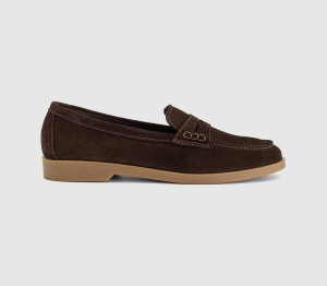 OFFICE Womens Finesse Gum Sole Penny Loafers Brown Suede, 9