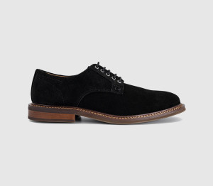 OFFICE Mens Caledonian Eyelet Derby Shoes Black Suede, 7