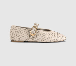 OFFICE Womens Fauna Leather Weave Mary Janes White, 3