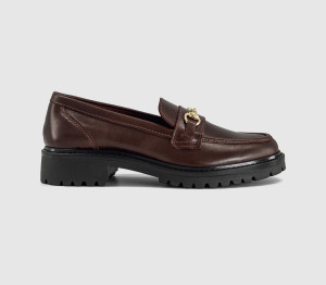OFFICE Womens Fenna Chunky Cleated Snaffle Loafers Brown Leather, 7