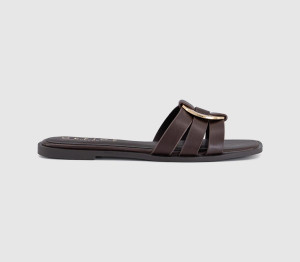 OFFICE Womens Stirling Ring Detail Sliders Brown, 4
