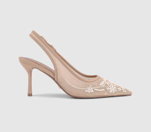 OFFICE Womens Magnify Embellished Court Slingback Heels Blush Pink, 3