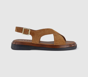 OFFICE Womens Sandi Crossover Slingback Sandals Tan Suede, 6