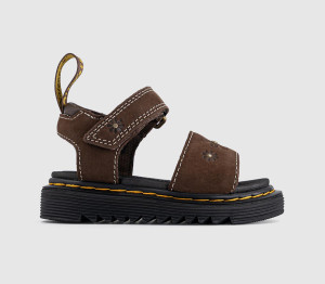 Dr. Martens Kids Marlowe Flower Toddler Sandals Dark Brown Tumbled Nubuck, 9infant