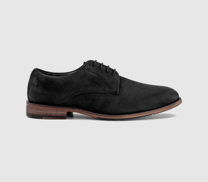 OFFICE Mens Master Plain Toe Derby Lace Up Shoes Black Nubuck, 10