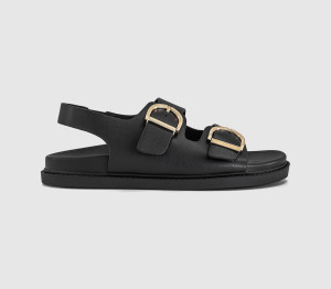 OFFICE Womens Sophie Double Buckle Strap Slingback Footbed Sandals Black, 3