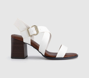 OFFICE Womens Mona Multi Strap Stack Heel Sandals White, 5