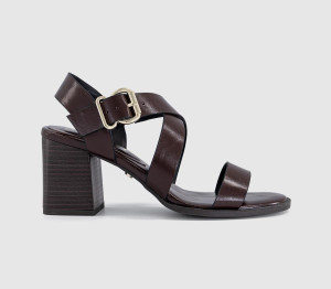 OFFICE Womens Mona Multi Strap Stack Heel Sandals Brown, 6