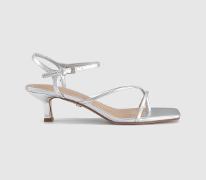 OFFICE Womens Miquita Toe Post Strappy Heeled Sandals Silver Multi, 8